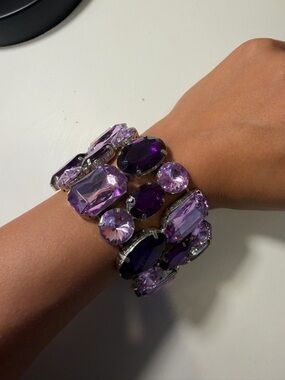 Purple Gemstone Stretch Bracelet - Women Jewelry